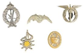 GERMAN & ALLIED FORCES BADGES - a group of five to include a WW1 type imperial Prussian Air