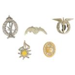 GERMAN & ALLIED FORCES BADGES - a group of five to include a WW1 type imperial Prussian Air