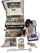VINTAGE & LATER COSTUME JEWELLERY - in a fitted case and loose to include lady's wristwatches, dress