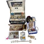 VINTAGE & LATER COSTUME JEWELLERY - in a fitted case and loose to include lady's wristwatches, dress