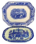 VICTORIA WARE BLUE & WHITE MEAT PLATTER - 44 x 33.5cms and Shaw's Horse Hunt meat platter, 51 x