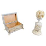 RETICULATED CARVED BONE & IVORY, 2 ITEMS - late 19th and early 20th century to include a