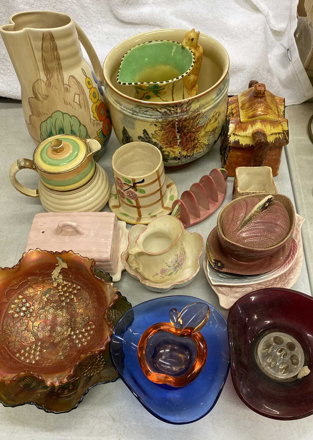 ART DECO & LATER POTTERY - with a small quantity of colourful glassware, items include a Burleigh - Image 2 of 2