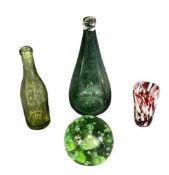 ANTIQUE GLASSWARE - Georgian Bristol Green wine bottle with rough pontil mark, 24cms tall, a