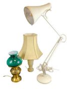 LIGHTING - Herbert Terry & Sons vintage anglepoise lamp on a circular base and two other table