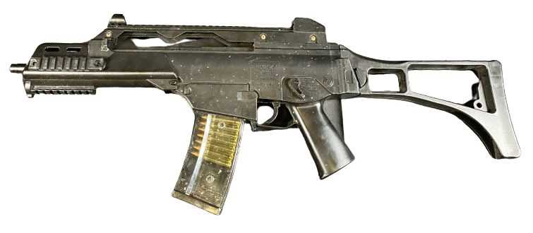 CYMA CM .021 AIRSOFT MACHINE GUN, 6mm BB bullets with Bullet magazine, 70cms overall L fully open,