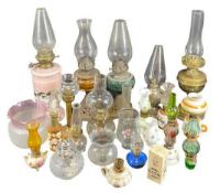 OIL LAMPS - to include a Milk glass reservoir example and various others