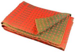 WELSH WOOLLEN BLANKET - red and green traditional reversible pattern, 176 x 220cms