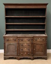 CIRCA 1860 OAK ANGLESEY DRESSER with breakfront, three drawers over three false drawers and two