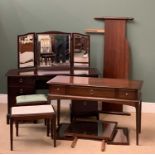 STAG BEDROOM FURNITURE, five pieces including a triple mirror dressing table, 130cms H, 136cms W,