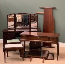 STAG BEDROOM FURNITURE, five pieces including a triple mirror dressing table, 130cms H, 136cms W,