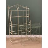 METAL BOOKSHELF - frame only, 188cms H, 101cms W, 45cms D and a metal planter stand, 94cms H, 114cms