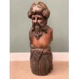 SUBSTANTIAL CARVED FIGURE OF AN EASTERN GENTLEMAN, 104cms H