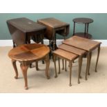 FURNITURE ASSORTMENT (5) to include two barley twist gate leg tables, a nest of three tables, a