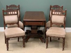 ANTIQUE MAHOGANY PEMBROKE TABLE having a single pedestal base with hairy paw feet and single end