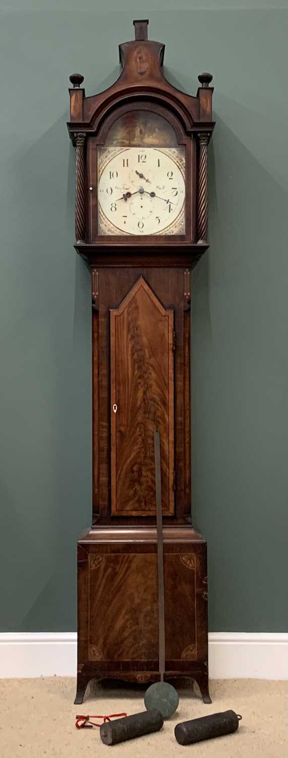 LONGCASE CLOCK - Victorian mahogany with painted dial - 'Harland of Hull', twin weights and pendulum