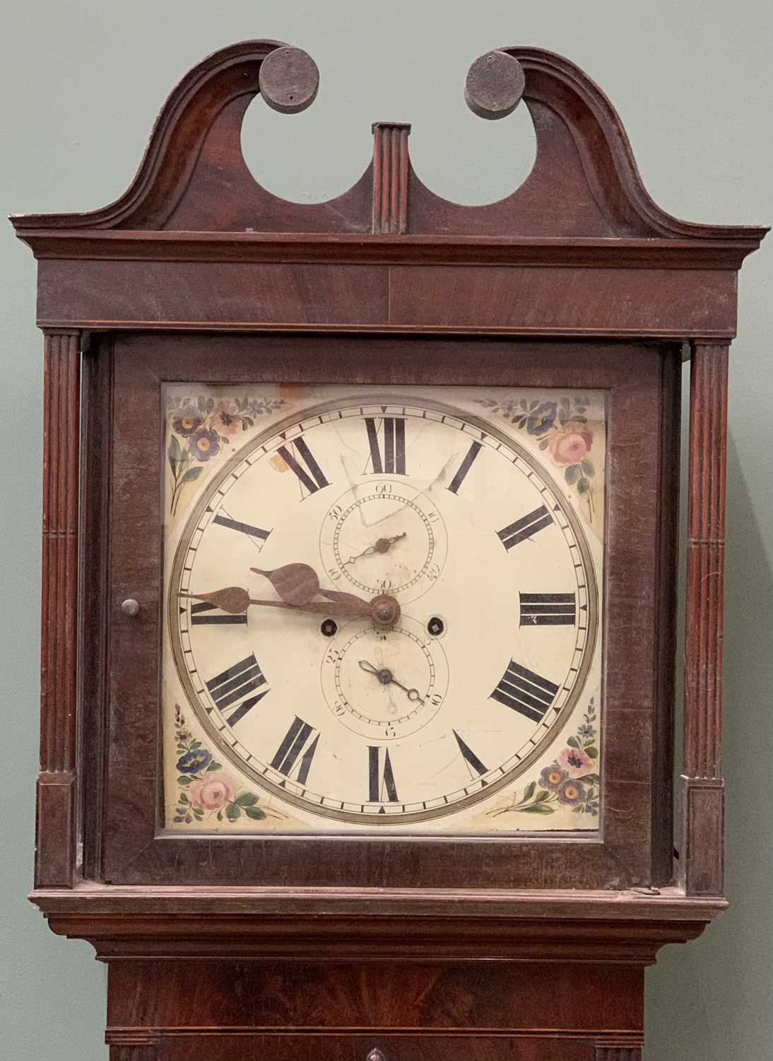 ANTIQUE MAHOGANY LONGCASE CLOCK with painted dial, eight day movement, no pendulum or weights 217cms - Image 3 of 11