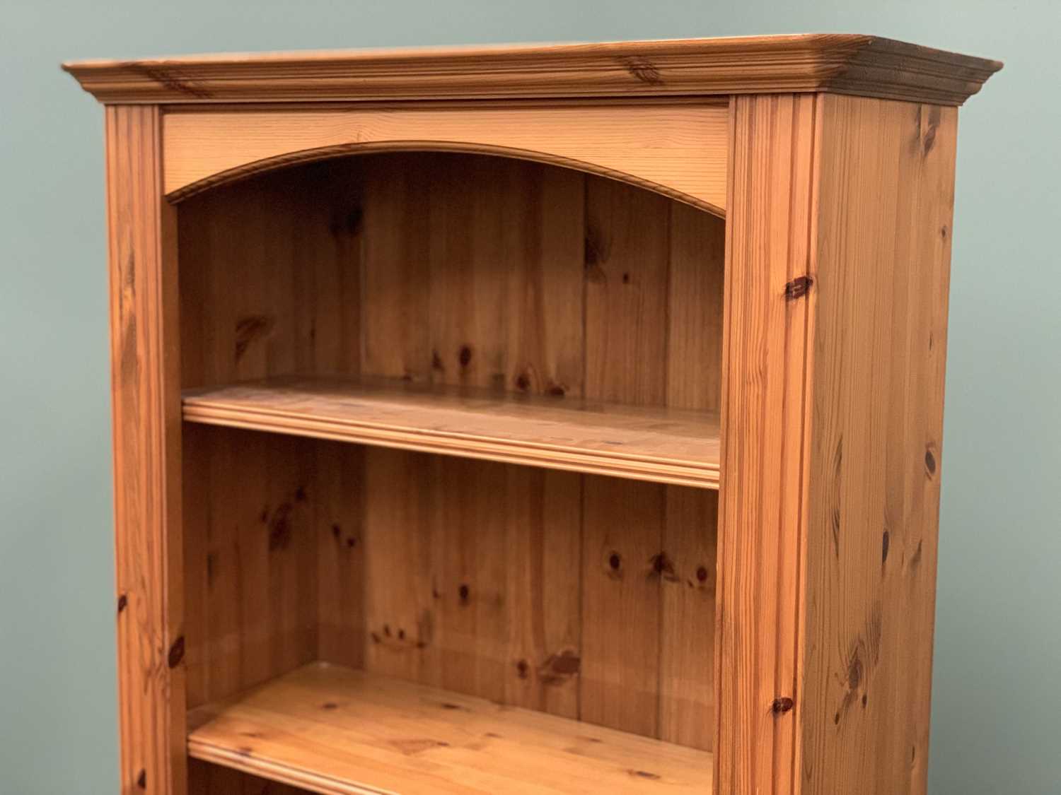 PINE OPEN SHELF BOOKCASE - with six shelves, 189cms H, 78cms W, 32cms D - Image 2 of 4
