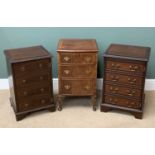 REPRODUCTION NARROW CHEST OF THREE DRAWERS, 77cms H, 46cms W, 44cms D and two similar era false