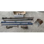 WORKSHOP TOOLS to include sash clamps, no. 3 vice, Record no. 103 pipe cutter, AL-KO towing ball and