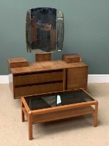 MID-CENTURY TYPE DRESSING TABLE by Meredew, 140cms H, 114cms W, 46cms D and a light wood smoked