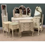 FRENCH PROVINCIAL TYPE BEDROOM FURNITURE to include dressing table, 145cms H, 120cms W, 56cms D, two