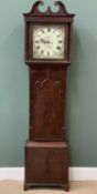 ANTIQUE MAHOGANY LONGCASE CLOCK with painted dial, eight day movement, no pendulum or weights 217cms