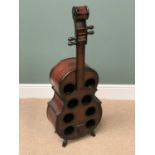 WINE RACK - novelty cello shaped, 103cms H, 40cms W, 19cms D