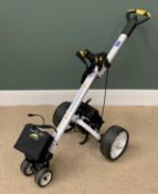 POWAKADDY ELECTRIC GOLF TROLLEY with two batteries and charger, 155cms L overall, 58cms W, E/T