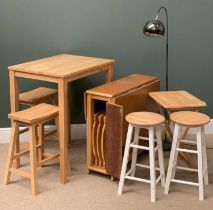 FURNITURE ASSORTMENT to include light wood gate leg table containing four folding chairs, 75cms H,
