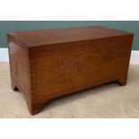 EASTERN CAMPHOR WOOD CHEST with carved foliage detail, 50cms H, 95cms W, 46cms D