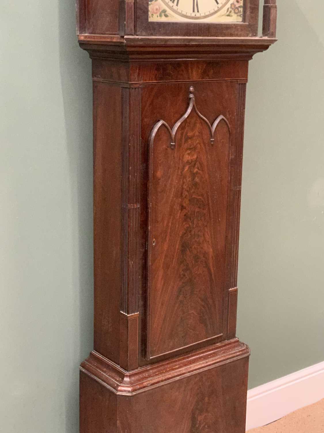 ANTIQUE MAHOGANY LONGCASE CLOCK with painted dial, eight day movement, no pendulum or weights 217cms - Image 2 of 11