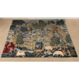 FRENCH SILK WALL HANGING TAPESTRY with label for 'Robert Four, Aubusson, Paris', 145 x 150cms