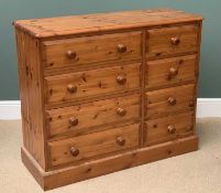 PINE CHEST OF DRAWERS, having four long and four short drawers, 97cms H, 117cms W, 43cms D