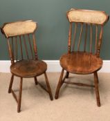 VINTAGE STICK BACK CHAIRS (2) - with circular seats, 83cms H, 43cms W, 45cms seat depth, the