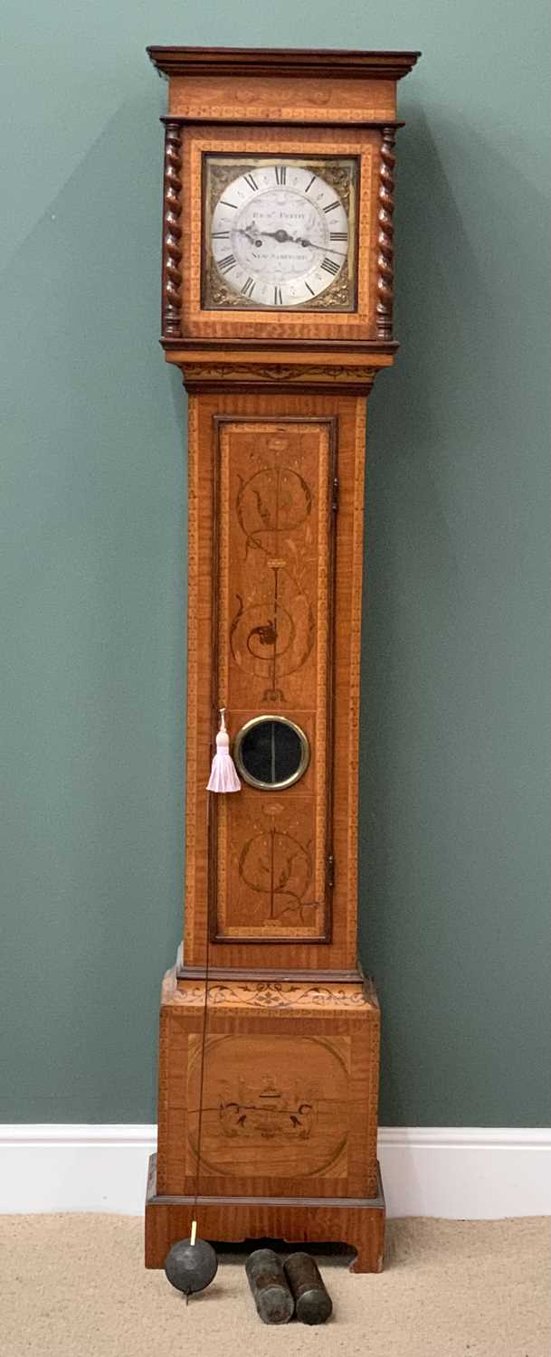 18th CENTURY INLAID WALNUT LONGCASE CLOCK, 10ins square silvered dial with pierced brass - Image 3 of 10