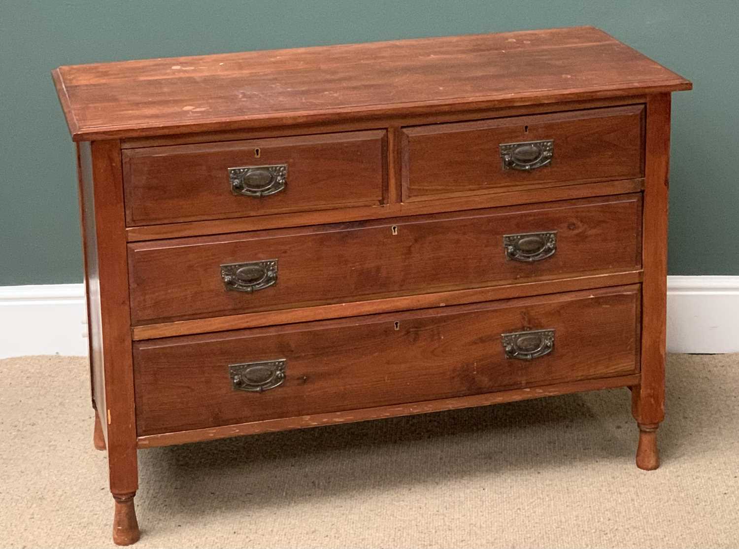VINTAGE PINE CHEST of two short over two long drawers, 75cms H, 107cms W, 45cms D