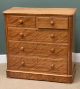VICTORIAN SATINWOOD CHEST OF TWO SHORT OVER THREE LONG DRAWERS, 103cms H, 105cms W, 50cms D