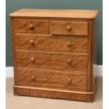 VICTORIAN SATINWOOD CHEST OF TWO SHORT OVER THREE LONG DRAWERS, 103cms H, 105cms W, 50cms D
