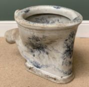 VICTORIAN WATER CLOSET PAN, white with blue floral decoration, 'The Soudan', 40cms H, 37cms W, 60cms