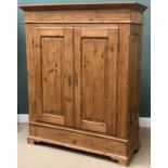 ANTIQUE PINE STYLE FRENCH TWIN-DOOR WARDROBE (Easy to dismantle) - 199cms H, 164cms W, 60cms D