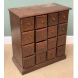 STAINED PINE MULTI-DRAWER (16) CHEST (4 x 4), 85cms H, 79cms W, 41cms D