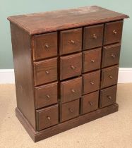 STAINED PINE MULTI-DRAWER (16) CHEST (4 x 4), 85cms H, 79cms W, 41cms D