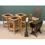 FURNITURE ASSORTMENT - a trio of bamboo/rattan occasional tables with lower tier shelf, 62cms H,