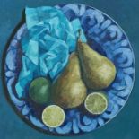 BRYN RICHARDS oil on canvas - Pears, limes, 40 x 40cms