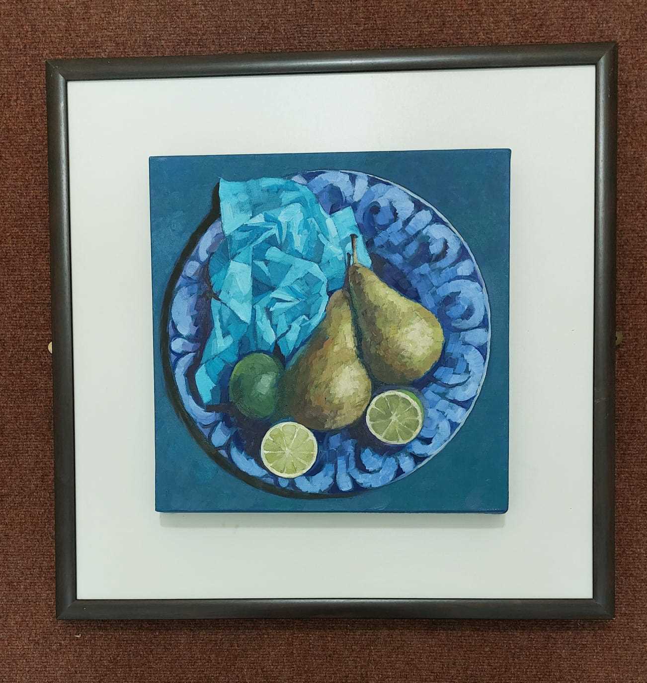 BRYN RICHARDS oil on canvas - Pears, limes, 40 x 40cms - Image 2 of 3