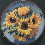 BRYN RICHARDS oil on canvas - Sunflowers, 40 x 40cms