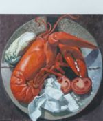 BRYN RICHARDS oil on canvas - Lobster, 40 x 40cms