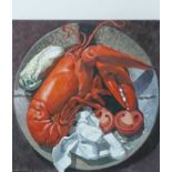 BRYN RICHARDS oil on canvas - Lobster, 40 x 40cms