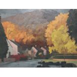 BRYN RICHARDS oil on board - Autumn, Gwaelod-y-Garth, 44 x 34cms